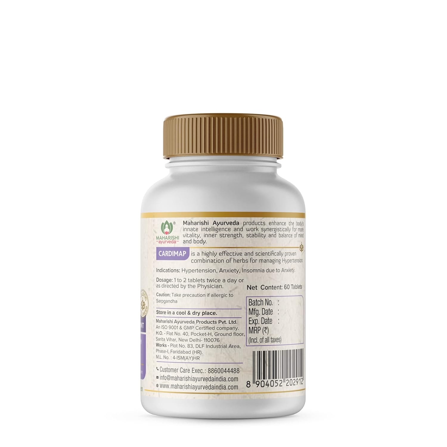 Maharishi Ayurveda Cardimap | Helps Normalises Blood Pressure Naturally Tab - 60
