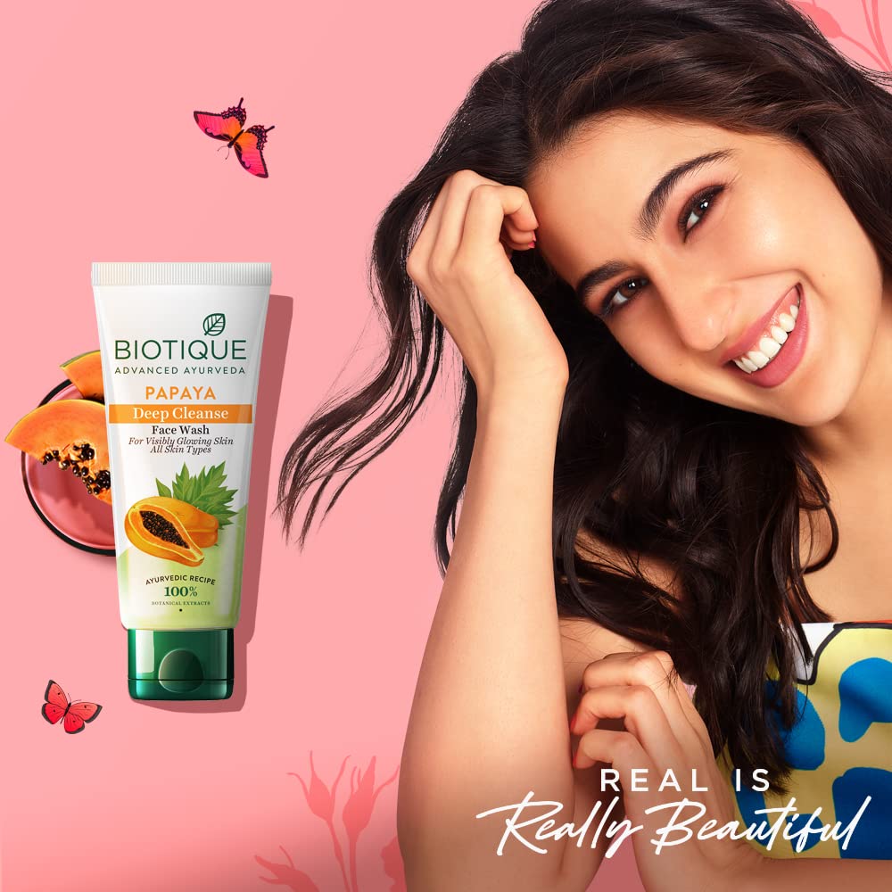Biotique Papaya Deep Cleanse Face Wash | Gentle Exfoliation | Suitable for All Skin Types | 150ml