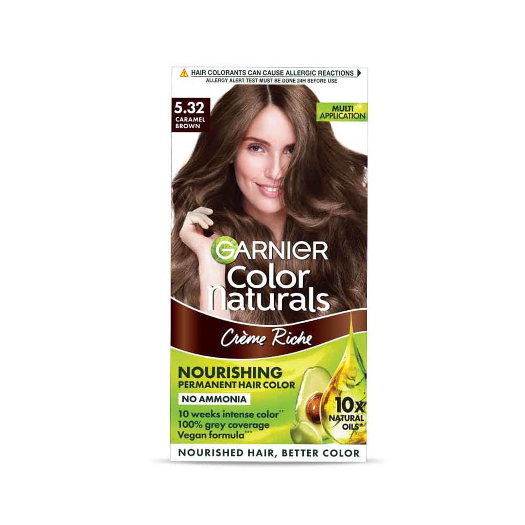Garnier Color Naturals Creme Riche Hair Color - Shade 5.32 Caramel Brown - 70ml + 60gm