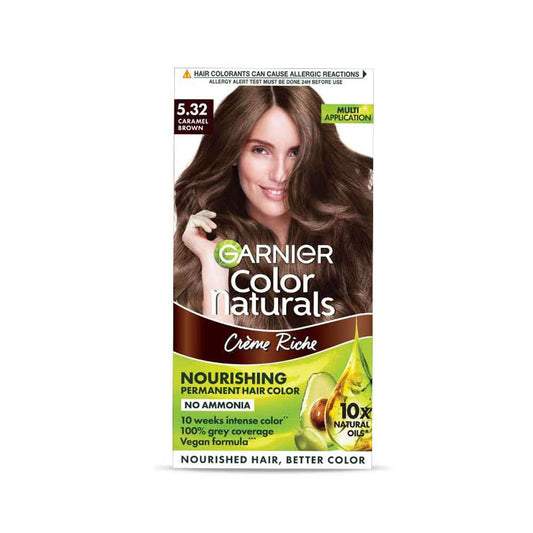 Garnier Color Naturals Creme Riche Hair Color - Shade 5.32 Caramel Brown - 70ml + 60gm