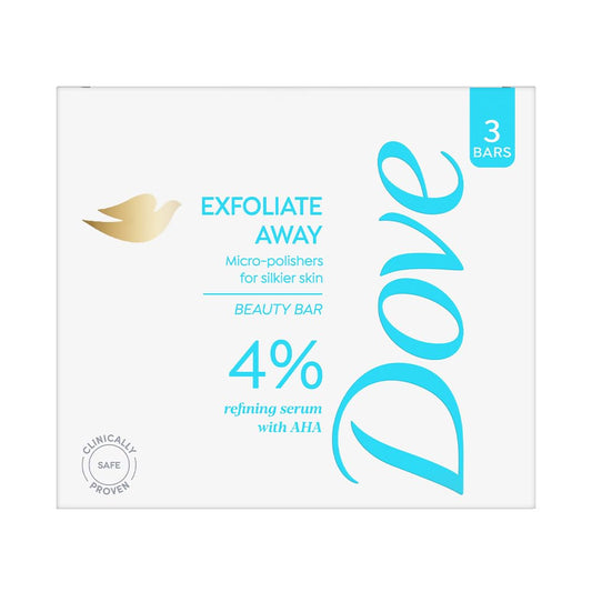 Dove Exfoliate Away Serum Beauty Bar with 4% Refining Serum + AHA - set of 3 (125gx3)