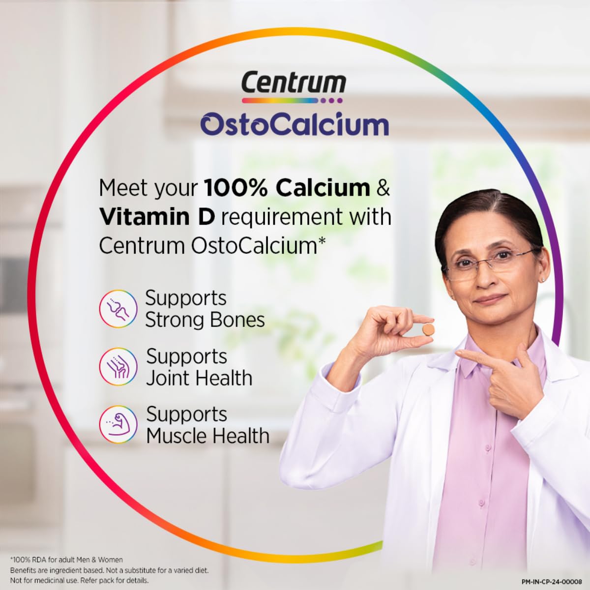 Centrum Ostocalcium Total Chewable Tablets For Women & Men | Vitamin D & Calcium Tablets To Support Strong Bones, Joints & Muscles |30 Tablets