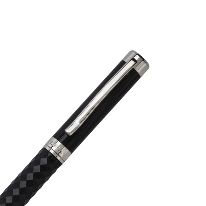SWISSBRAND Luxe 2514 Black gloss finish Premium composite diamond-shape Rollerball Pen with chrome trim