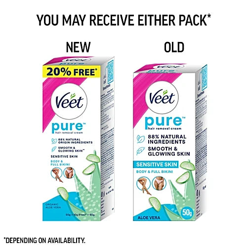 Veet Pure Aloe Vera Hair Removal Cream For Sensitive Skin, 50 g