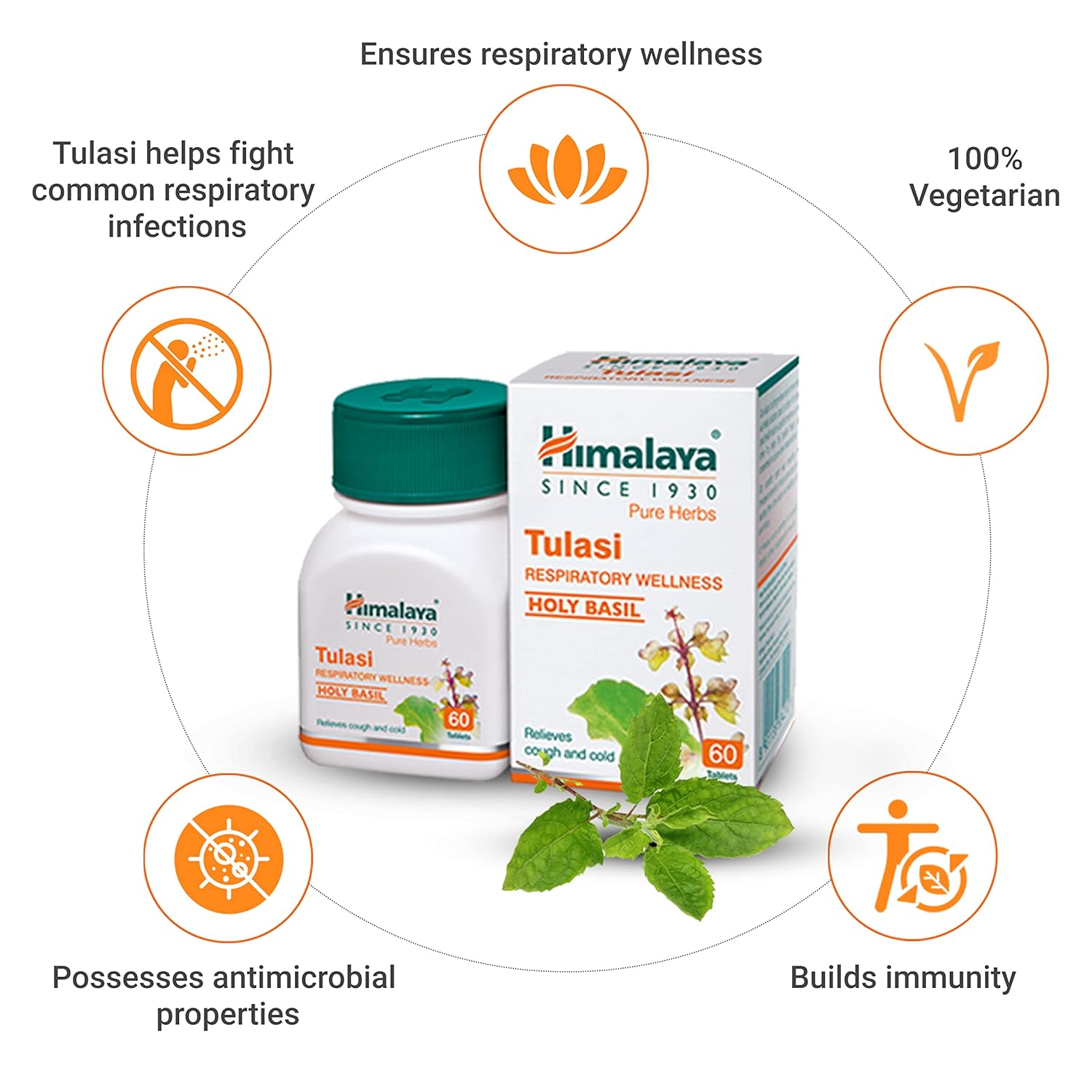 Himalaya Wellness Tulasi Respiratory Wellness - Pack of 1 - 60 tabs