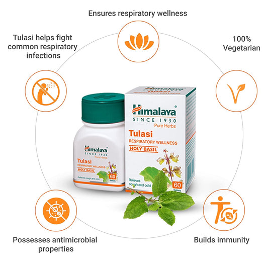 Himalaya Wellness Tulasi Respiratory Wellness - Pack of 1 - 60 tabs
