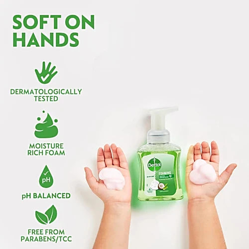 Dettol Foaming Handwash - Pump + Refill Combo, Aloe Coconut, Rich Foam, Moisturizing, Soft On Hands, 250 ml (200 ml Refill Pack)