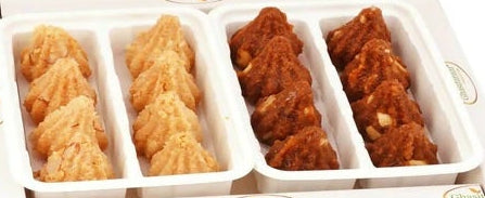 White Box of Dodha Barfi and Milk Cake Modak