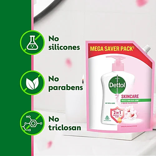 Dettol Skincare Liquid Handwash Refill, 1350 ml Pouch