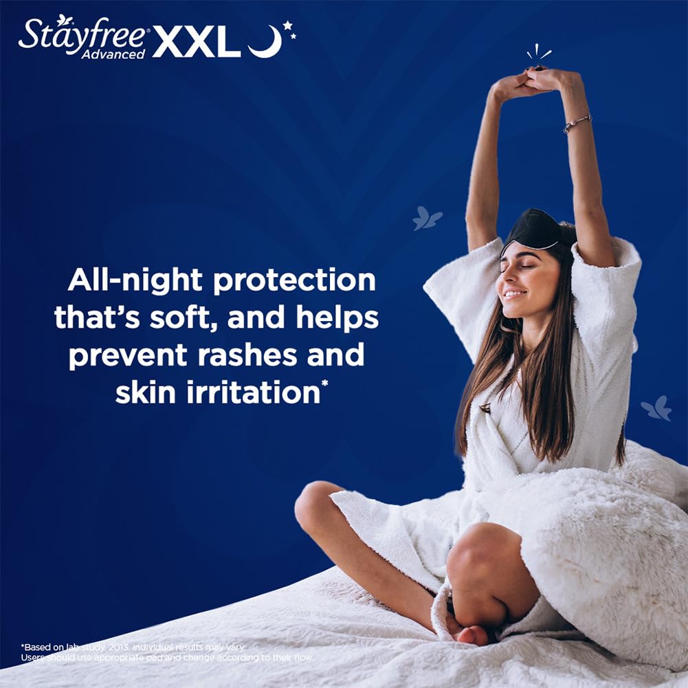 Stayfree Advanced XXL All Night Soft Cover Sanitary Pads For Women With Wings, 28 Pads
