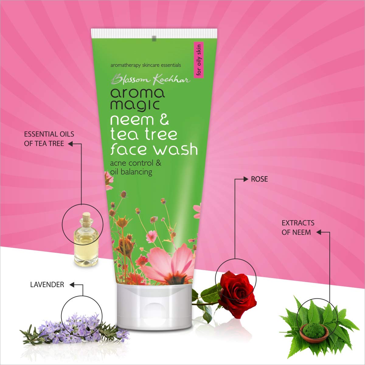 Aroma Magic Neem and Tea Tree Face Wash 100ml For Acne control scars, blemishes and skin tone