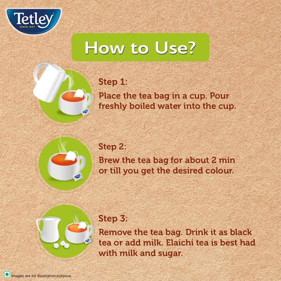 Tetley Elaichi Flavoured Chai - Black Tea, Every Sip Will Awaken Your Senses - 50 Tea Bags