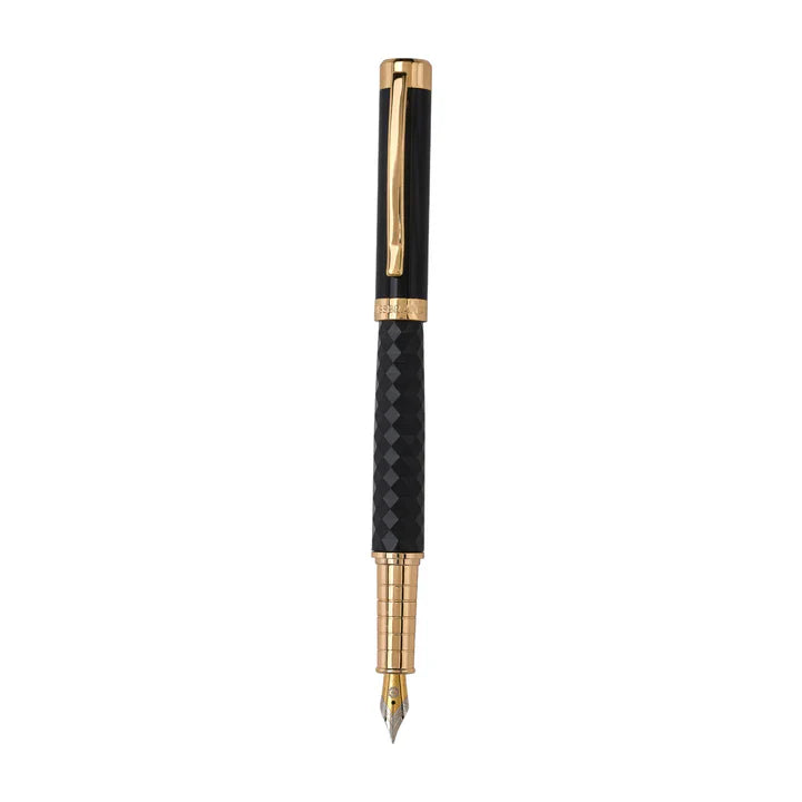 SWISSBRAND Luxe 2513 Black gloss finish Premium composite diamond-shape Fountain Pen with gold trim