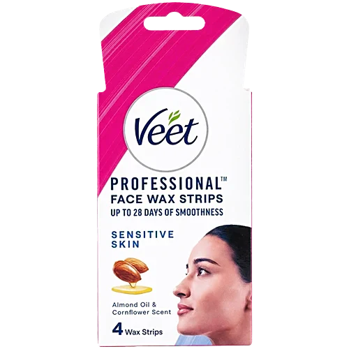 Veet Face Wax Strips For Women For Sensitive Skin, 4 pcs