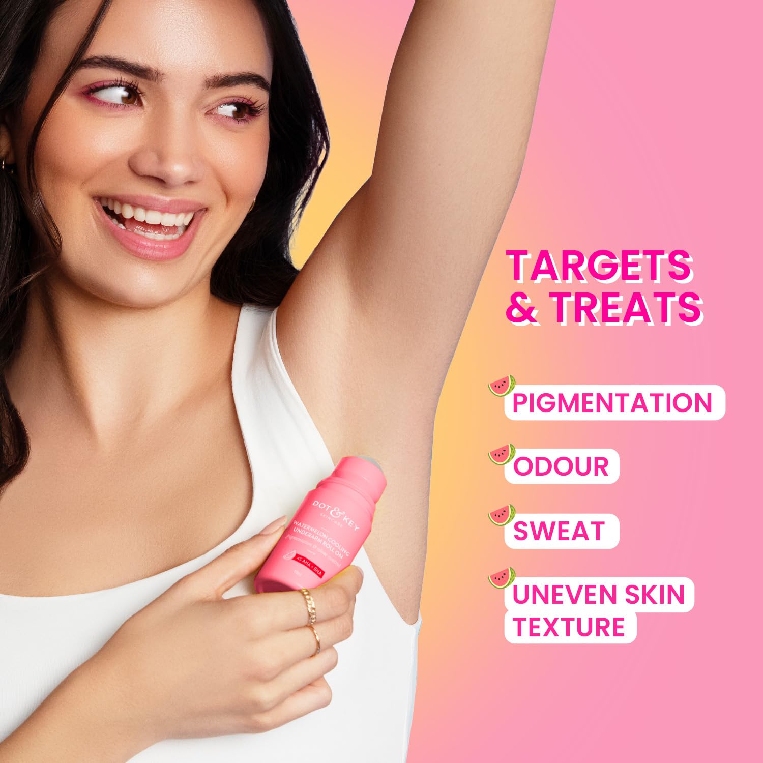 Dot & Key Watermelon Underarm Roll On Deodorant With 4% AHA + BHA - 50 ml