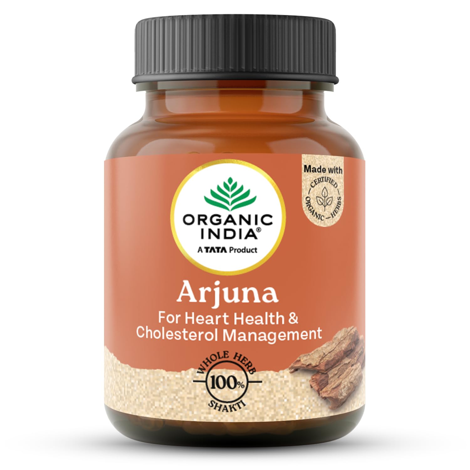 Organic India Arjuna Capsules, 60 Capsules, Supports Heart Health, Whole Herb Formula, Certified Organic, No Added Fillers or Chemicals