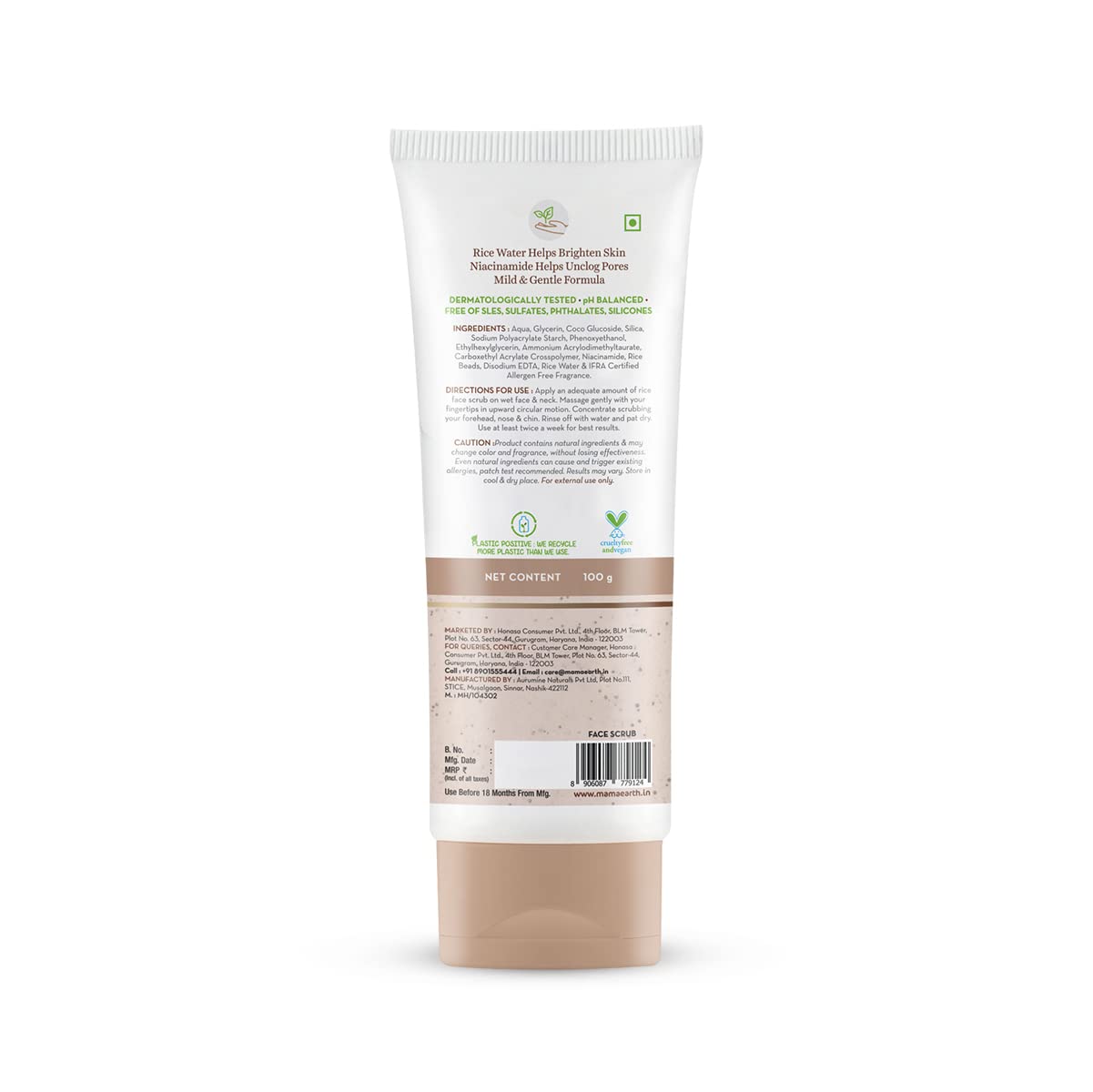 Mamaearth Rice Face Scrub With Rice Water & Niacinamide - 100 gm