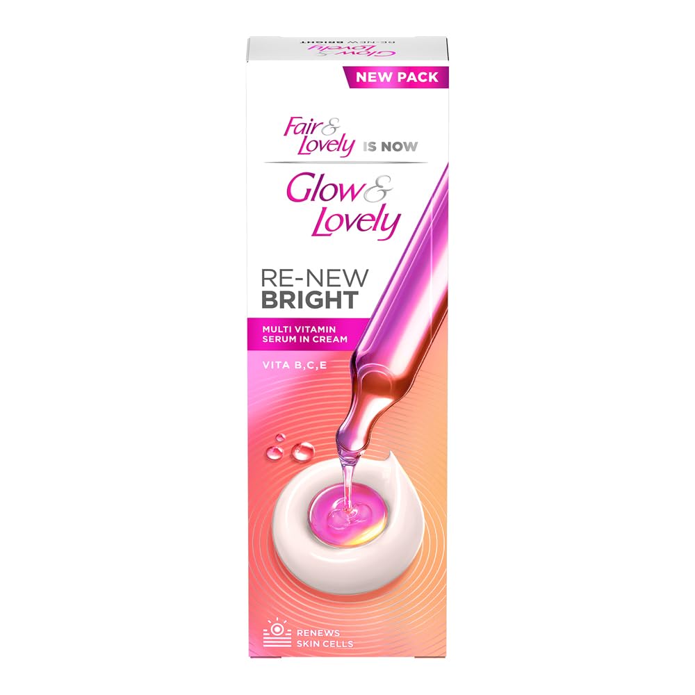 Glow and Lovely Renew Bright Multivitamin Serum in Cream | Vitamins B,C and E | Renews Skin cells |Bright and Healthy Skin | Clinically proven formula is dermatologically tested 110g