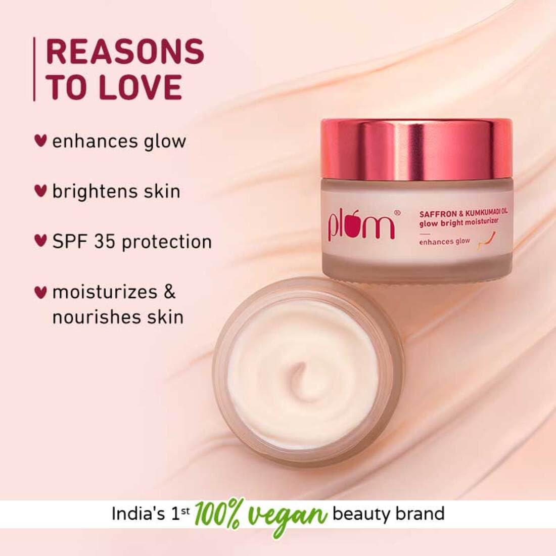 Plum Saffron & Kumkumadi Oil Daily Glow Bright Moisturizing Cream - 50 gm - Pack of 1