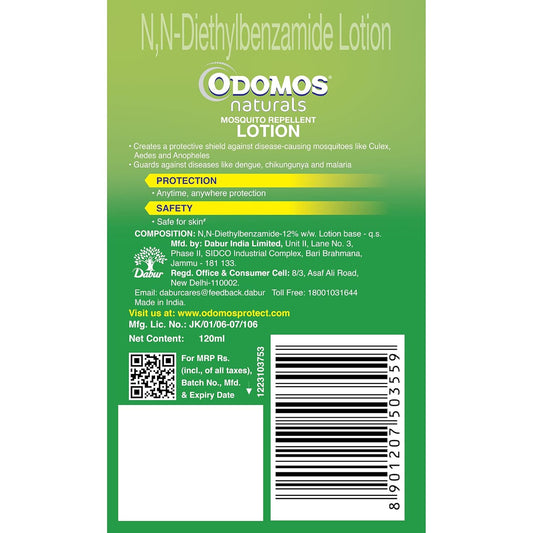 Dabur Odomos Naturals Mosquito Repellent Lotion - 120 ml