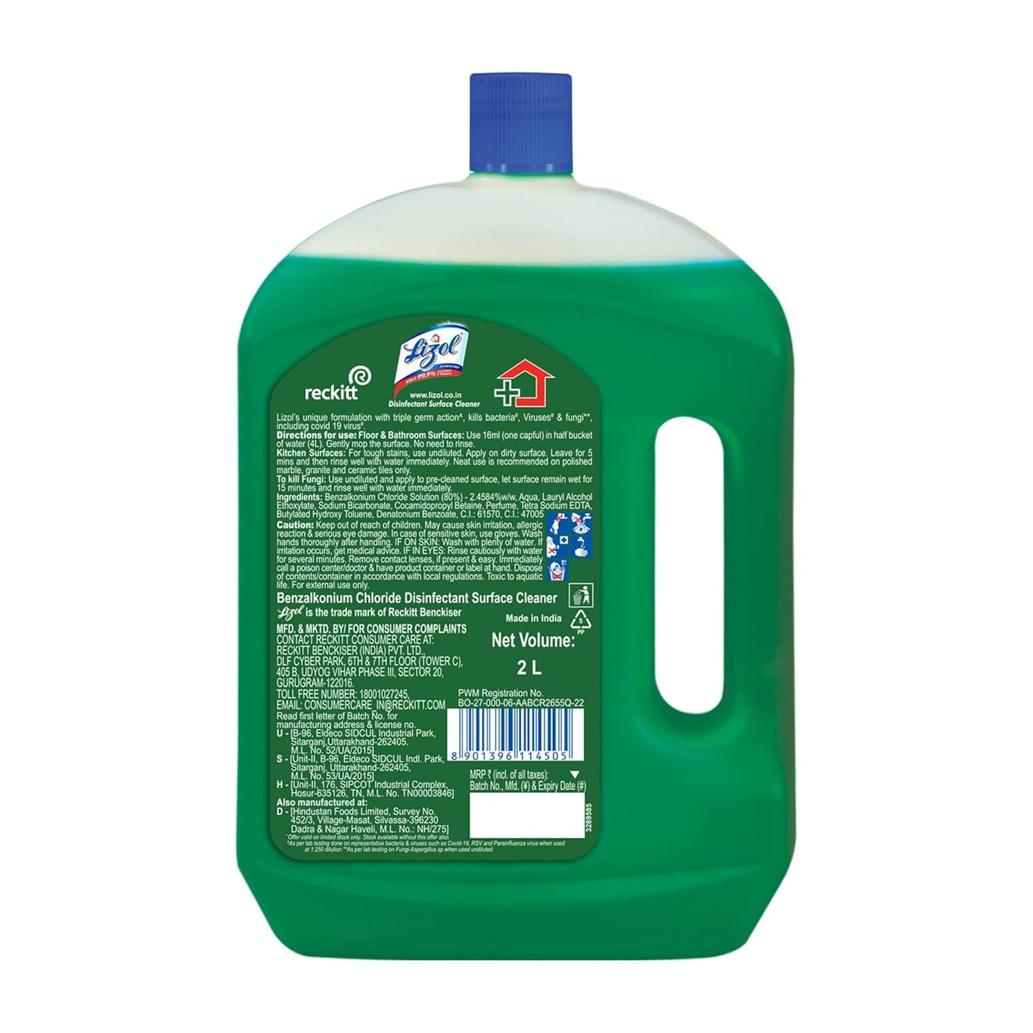 Lizol Disinfectant Surface & Floor Cleaner Liquid, Jasmine - 2 Litre