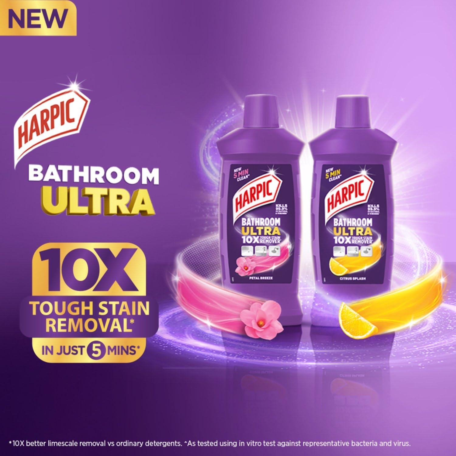 Harpic Bathroom Cleaner Ultra | Petal Breeze | 500 ml | 10X Tough Stain Remover