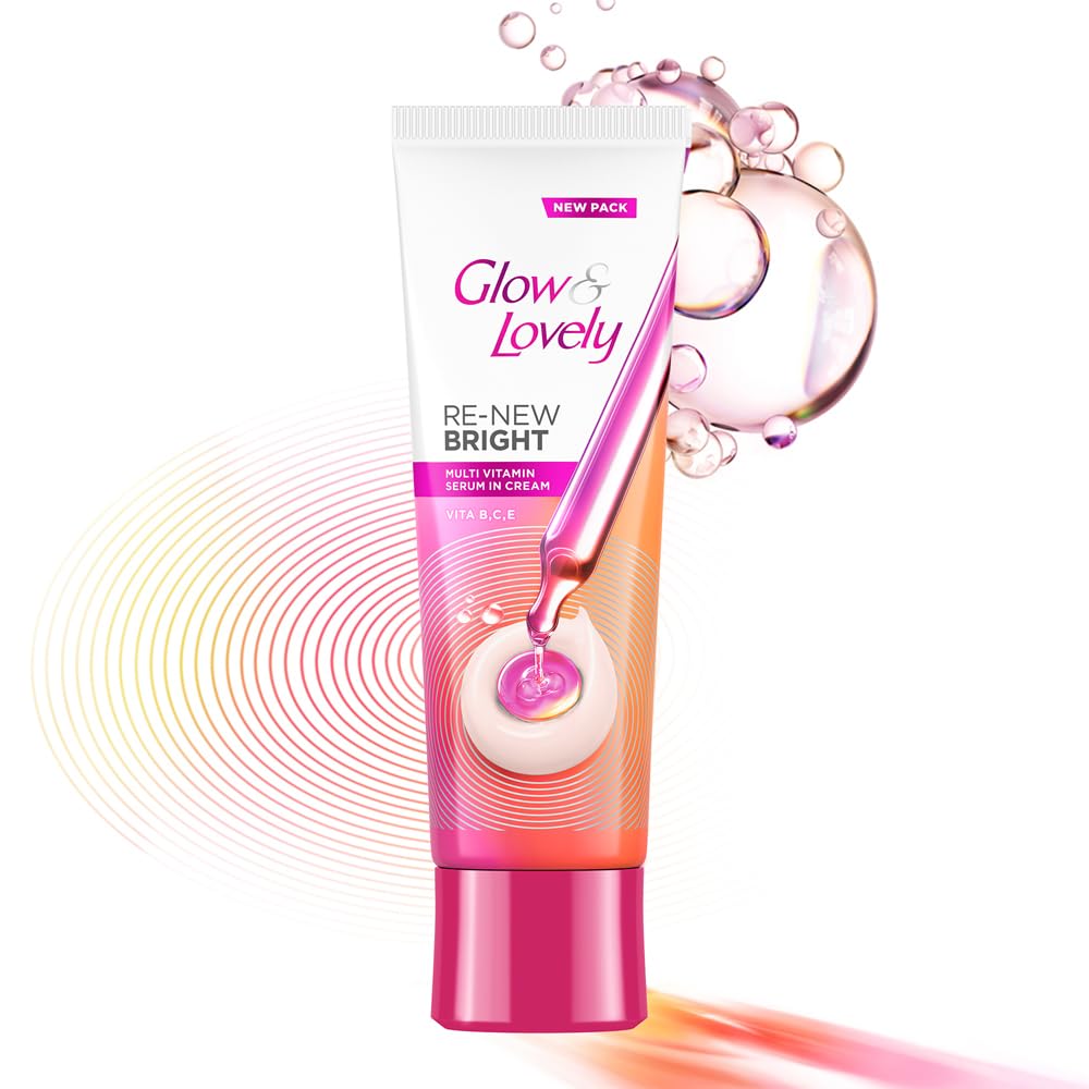 Glow and Lovely Renew Bright Multivitamin Serum in Cream | Vitamins B,C and E | Renews Skin cells |Bright and Healthy Skin | Clinically proven formula is dermatologically tested 110g