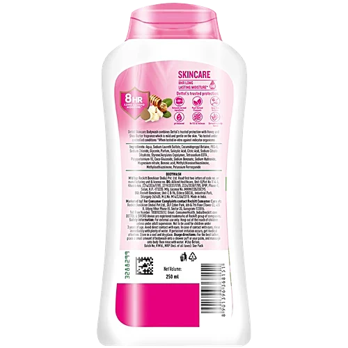 Dettol Skincare Body Wash - With Honey & Shea Butter Fragrance, 250 ml