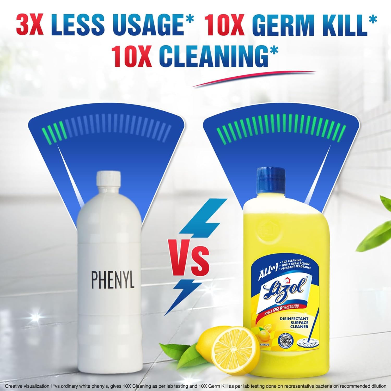 Lizol Disinfectant Surface & Floor Cleaner Liquid, Citrus - 500 ml | Suitable for All Floor Cleaner Mops