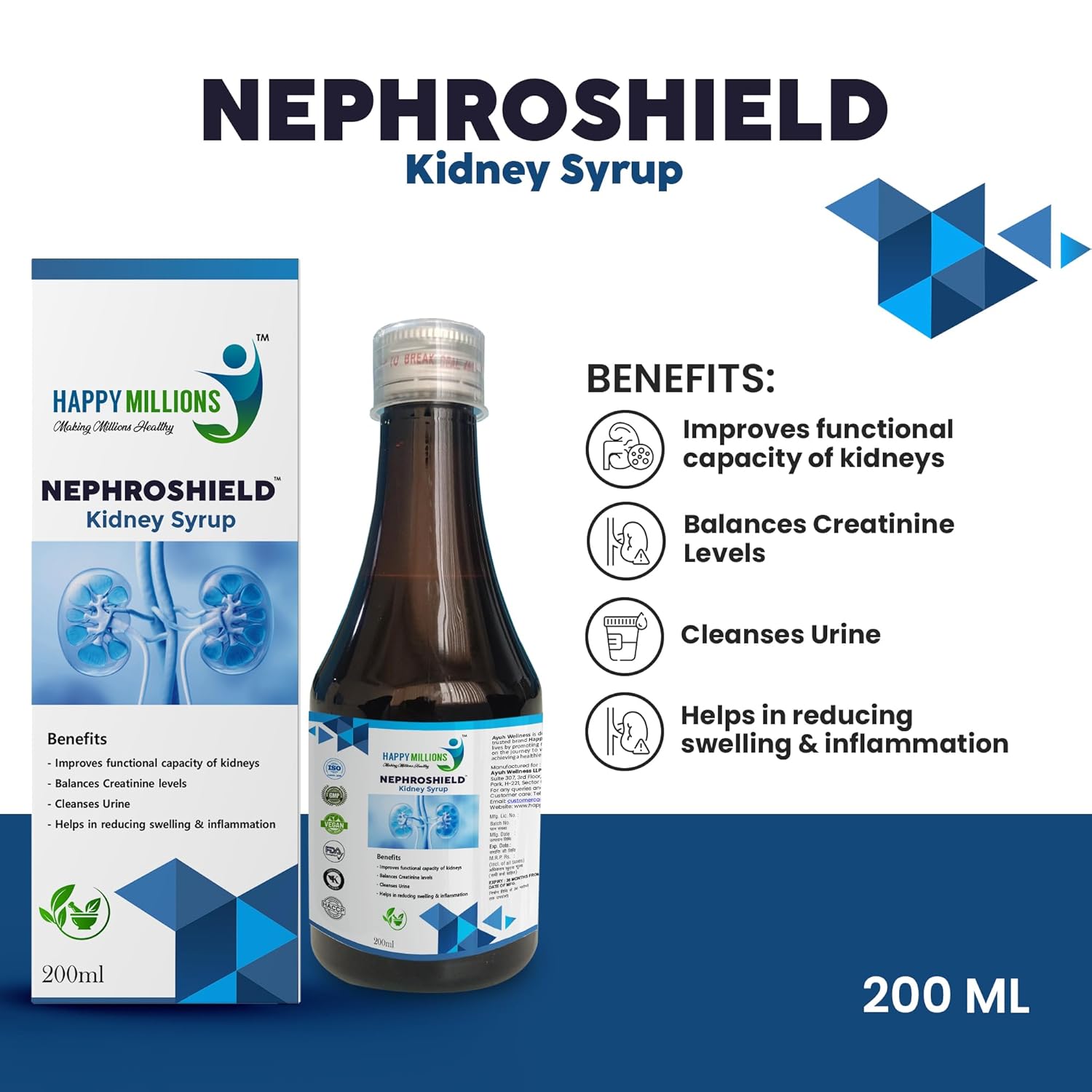 HappyMillions NephroShield Kidney Health Syrup - 200 ml