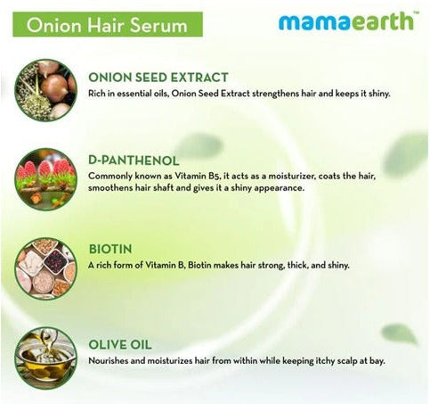 Mamaearth Onion Hair Serum 100 ml & Onion Hair Oil 150 ml - Combo