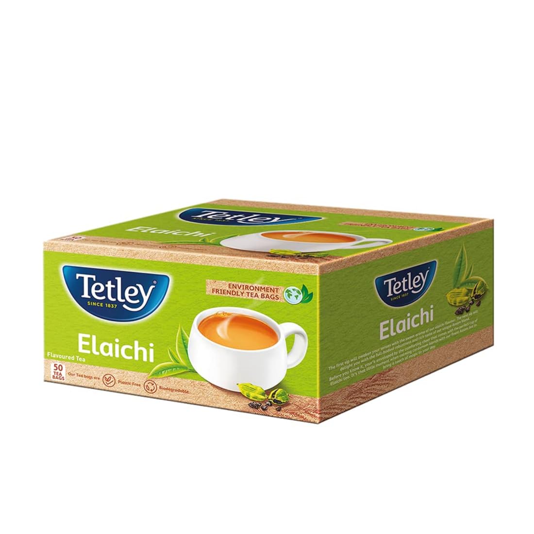 Tetley Elaichi Flavoured Chai - Black Tea, Every Sip Will Awaken Your Senses - 50 Tea Bags