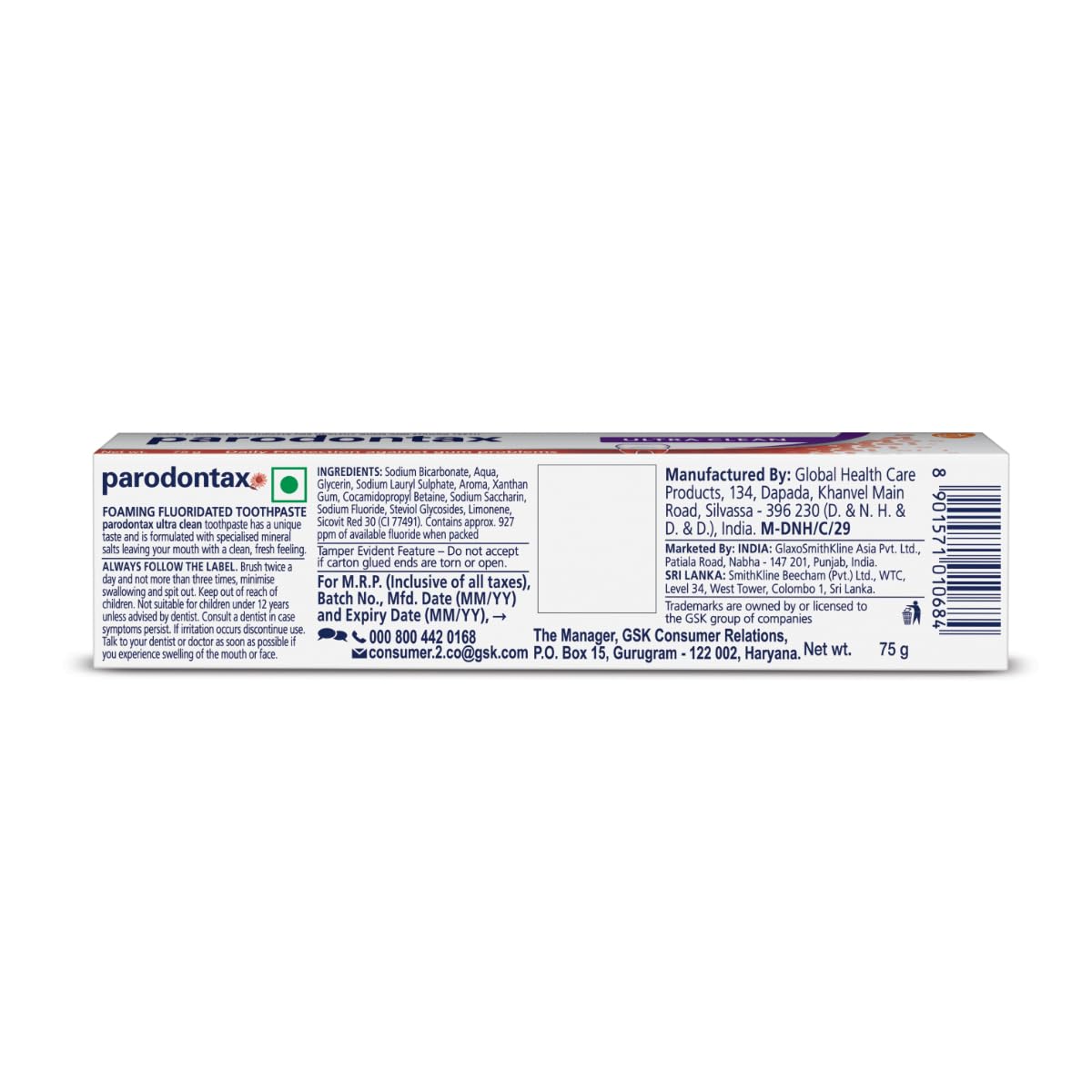 Parodontax Ultra Clean 75g Toothpaste For Daily Protection Against Gum Problems