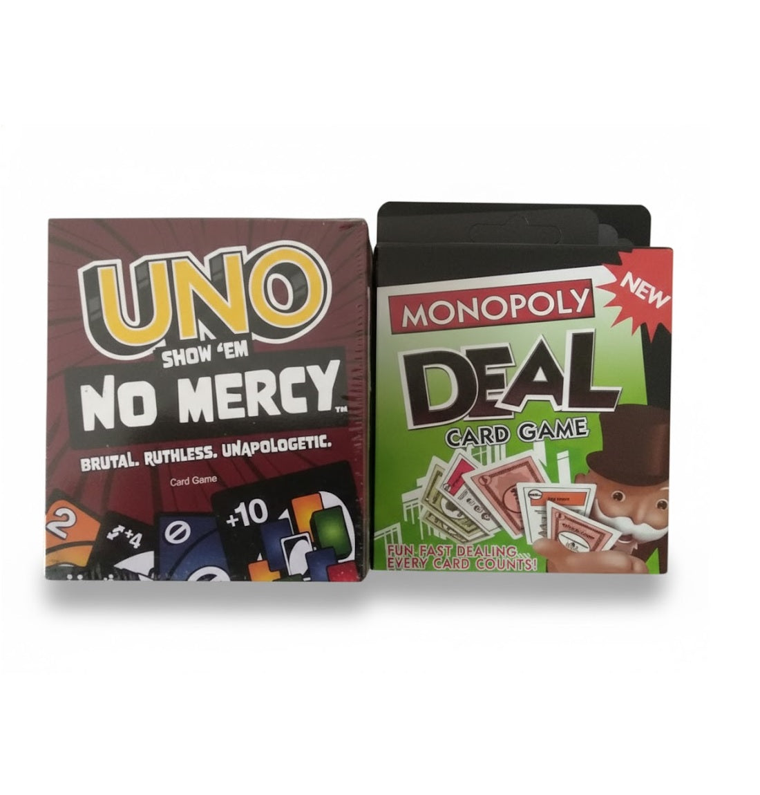 UNO No Mercy & Monopoly Deal Card Game Combo | Best for Travel, Family & Friends