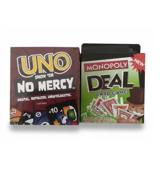 UNO No Mercy & Monopoly Deal Card Game Combo | Best for Travel, Family & Friends