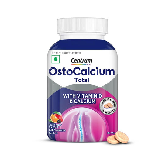 Centrum Ostocalcium Total Chewable Tablets For Women & Men | Vitamin D & Calcium Tablets To Support Strong Bones, Joints & Muscles |60 Tablets, 128 Grams