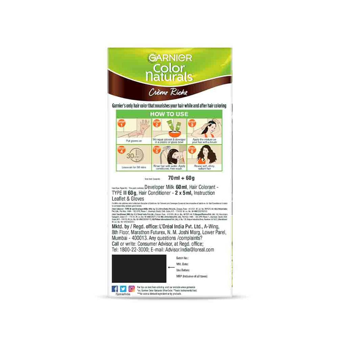 Garnier Color Naturals Creme Riche Hair Color - Shade 5.32 Caramel Brown - 70ml + 60gm