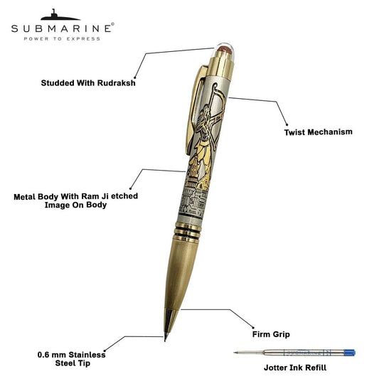 Submarine Rudraksha Series Premium Gold Color Metal Ball pen