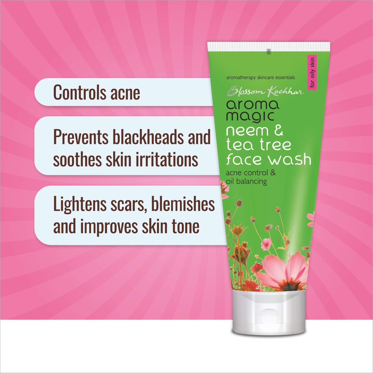 Aroma Magic Neem and Tea Tree Face Wash 100ml For Acne control scars, blemishes and skin tone