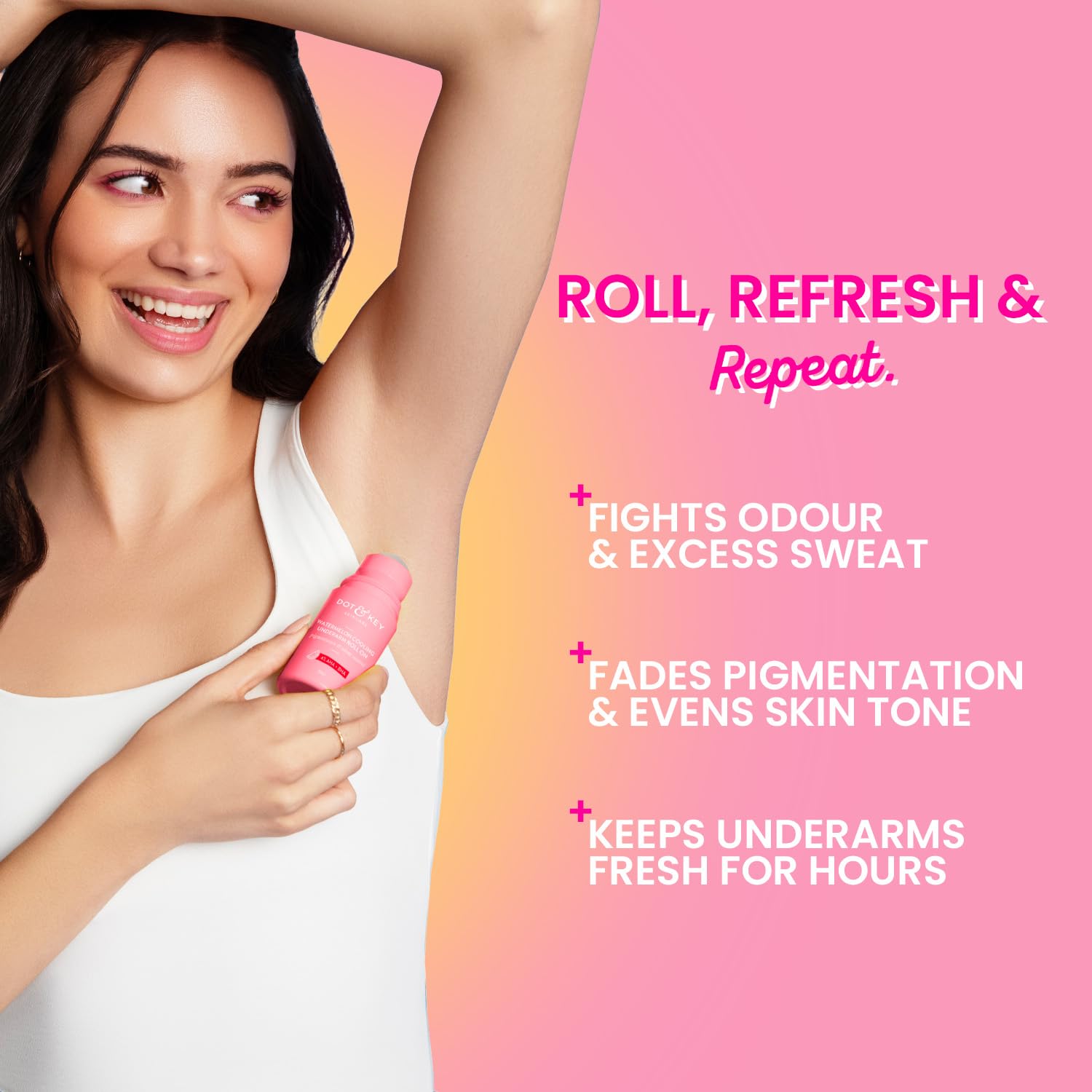Dot & Key Watermelon Underarm Roll On Deodorant With 4% AHA + BHA - 50 ml