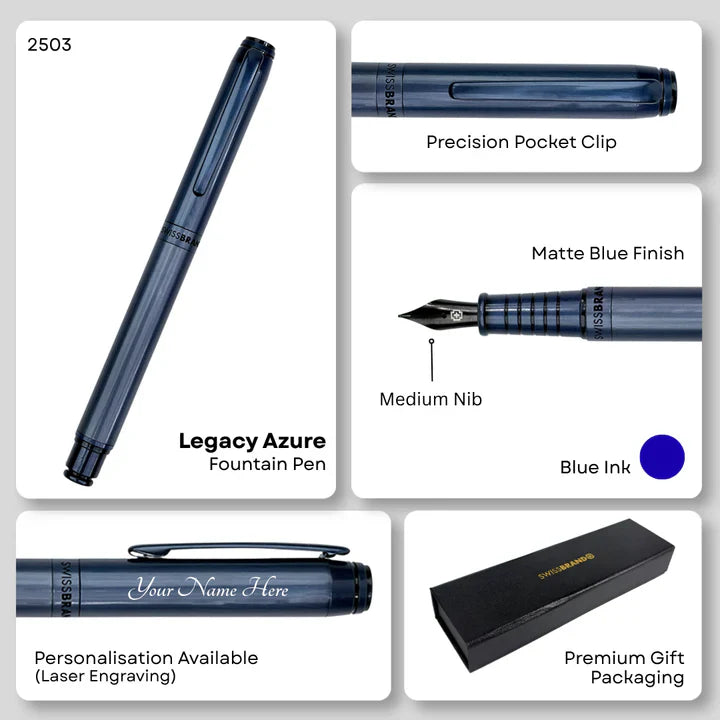 Legacy Azure Matte Blue Metal Fountain Pen