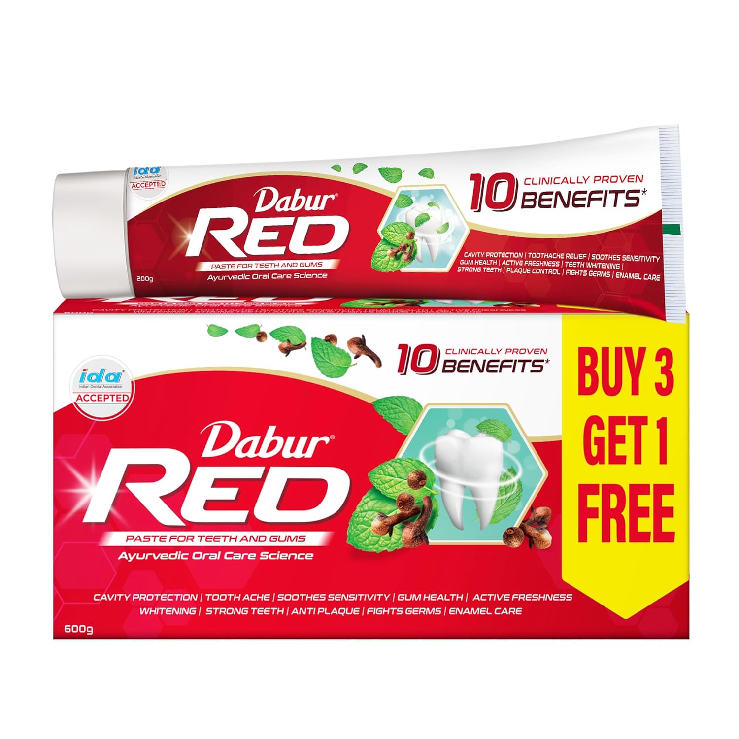 Dabur Red Paste, (Buy 3 Get 1 Free) - 150 gm - set of 4