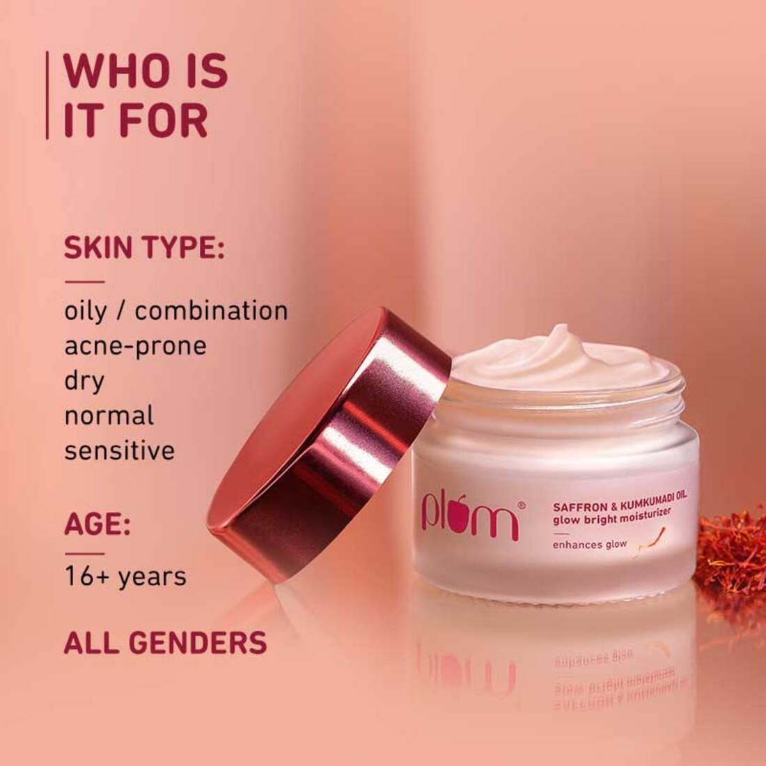 Plum Saffron & Kumkumadi Oil Daily Glow Bright Moisturizing Cream - 50 gm - Pack of 1