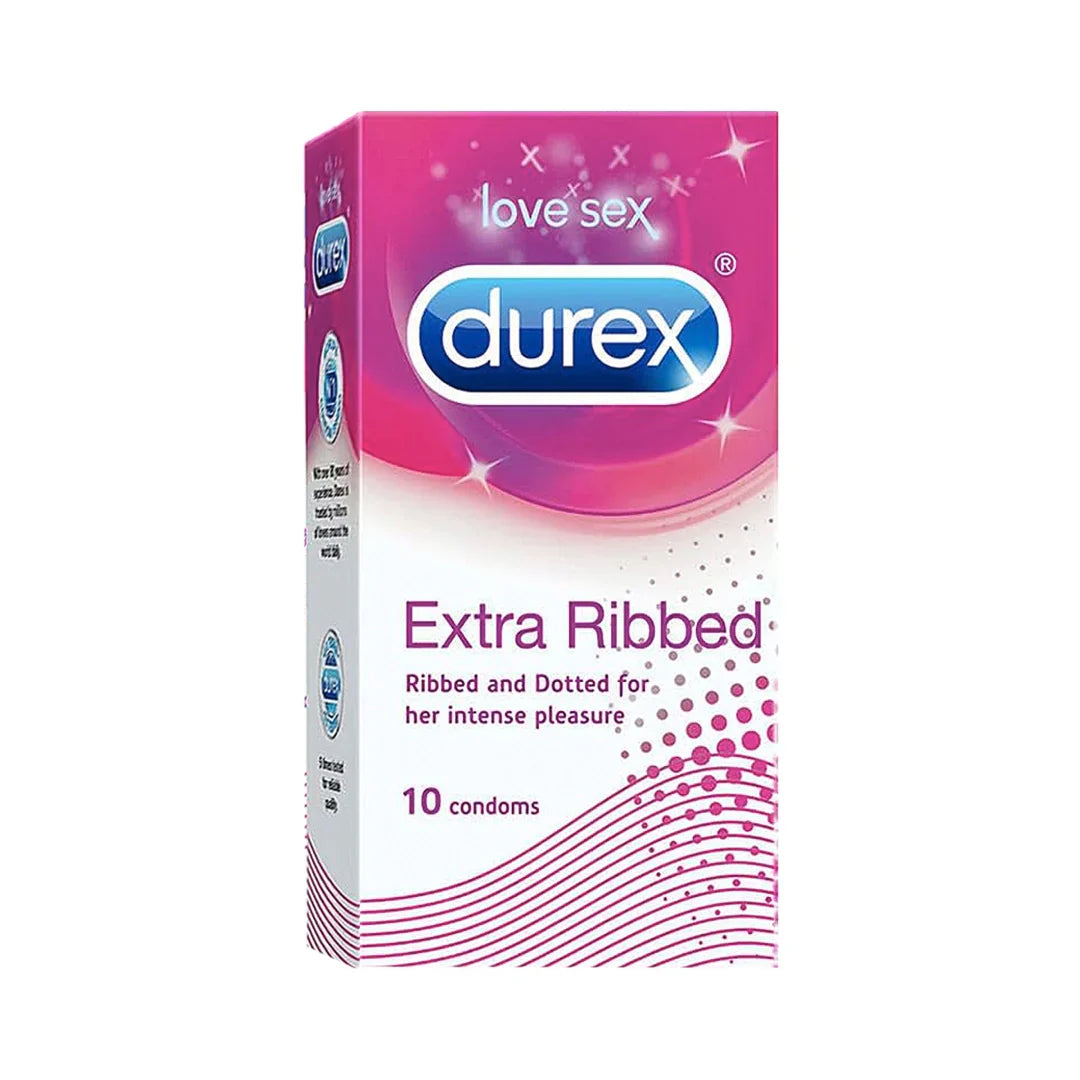 Skip to product information   Durex Quality   Discreet Delivery   Free Express Shipping*   Best Price Online  Durex Extra Ribbed - 10 Condoms