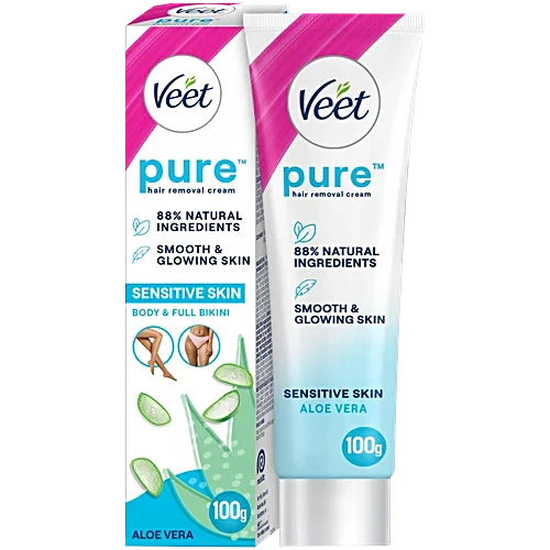 Veet Pure Aloe Vera Hair Removal Cream For Sensitive Skin, 100 g