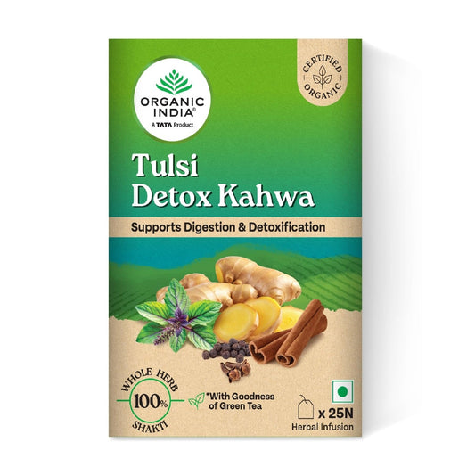 Organic India Tulsi Detox Kahwa - 25 Tea Bags, Helps Improve Digestion & Detoxification, Rich in Antioxidants