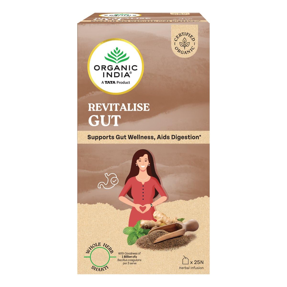 Organic India Revitalise Gut Tea Bags - 25 Teabags