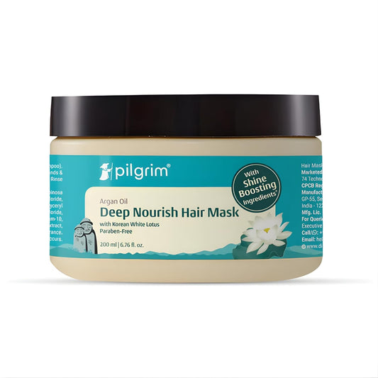 Pilgrim Korean Argan Oil Hair Mask For Dry & Frizzy Hair With White Lotus And Camellia - 200 gm