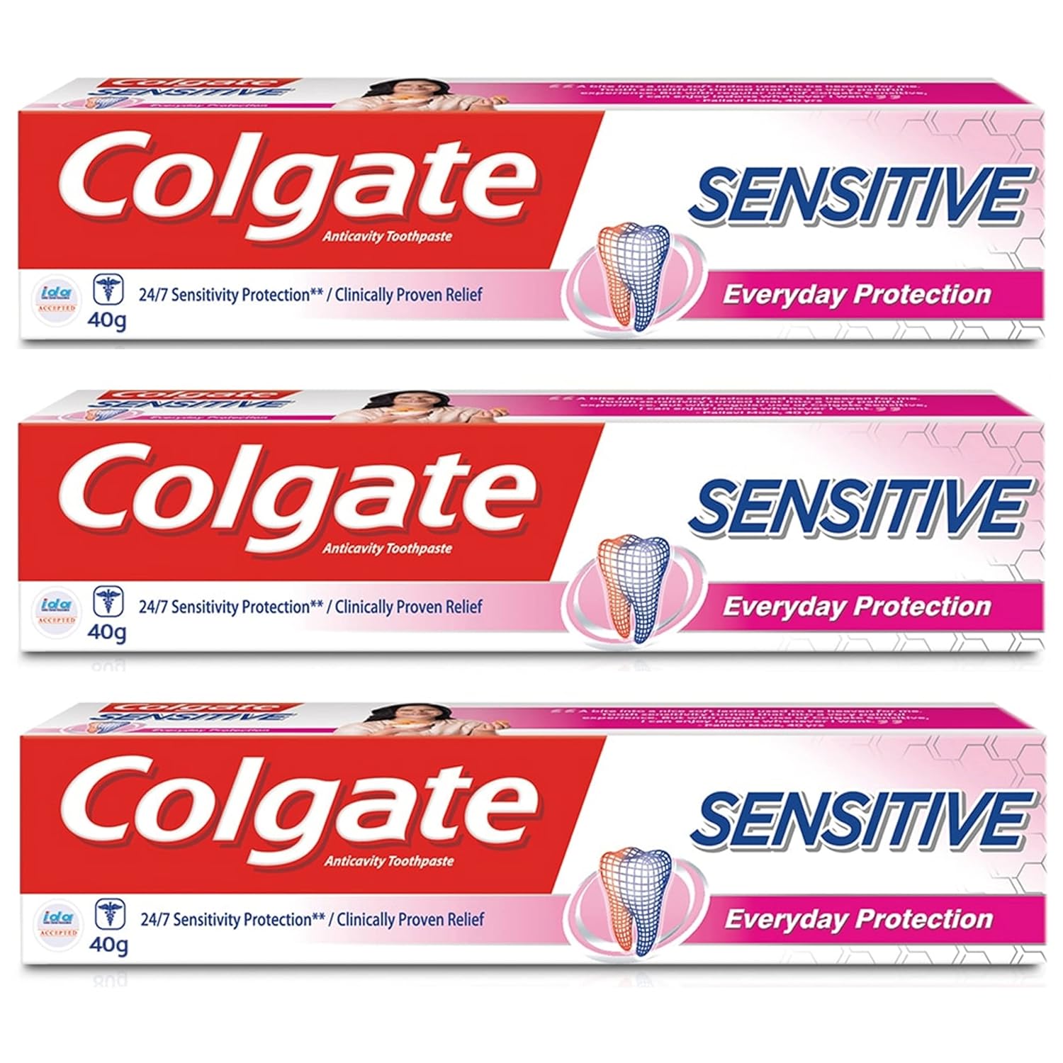 Colgate Sensitive Everyday Protection Cavity Protection Toothpaste 40G (Pack Of 3)