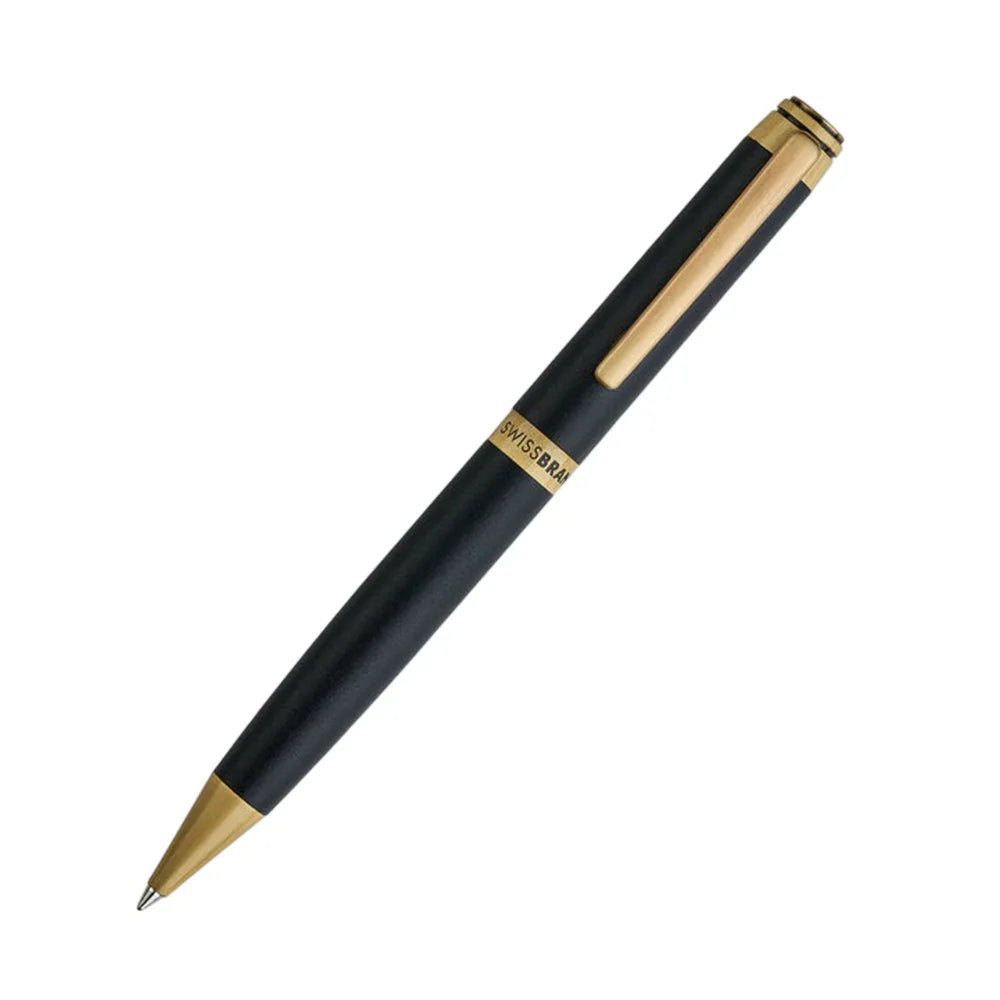 Swissbrand 2501 Matte Black Lacquer with Gold Trim Ballpoint Pen